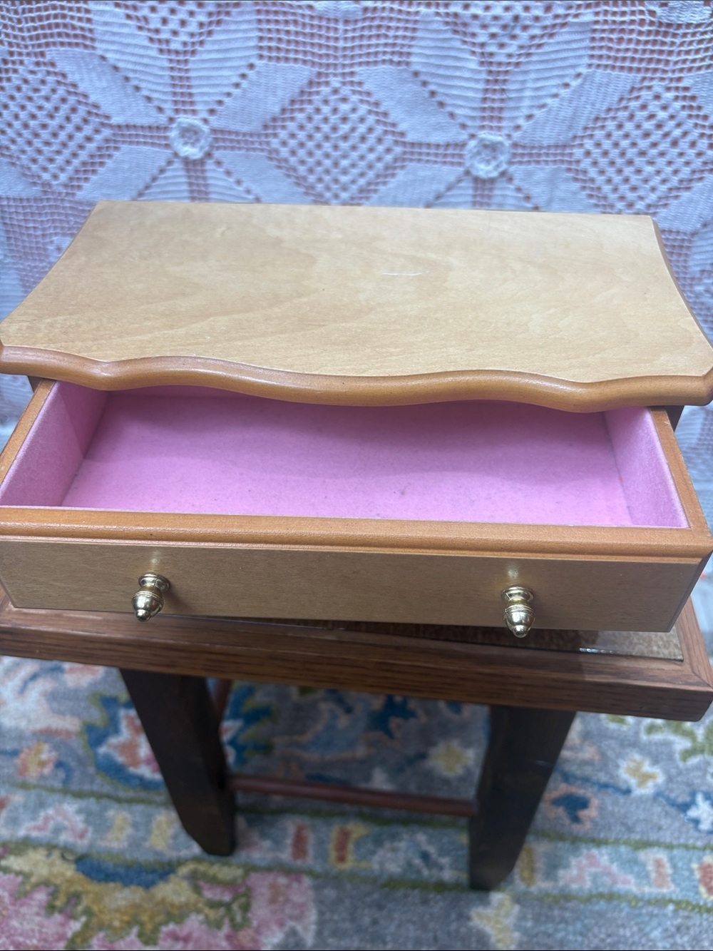 Vintage Wooden Musical Jewelry Box - Picture 4 of 10